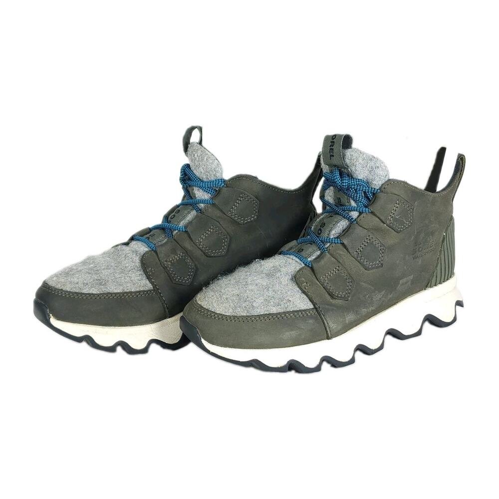 Sorel Women's Caribou Kinetic Quarry US6 gray Leather Wool Winter Snow Boots